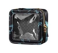 Dino Cartoon Blu Nero Trasparente Viaggio Makeup Bag Piccola Borsa Cosmetica per la Borsa Organizzatore di Trucco per Volare