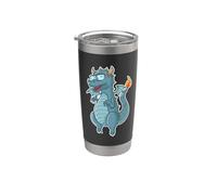 Dino come Nerd con occhiali e ali Bicchiere termico in acciaio inox doppia parete