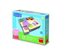 Dino cubi di legno con immagini Peppa Pig - 12 cubi