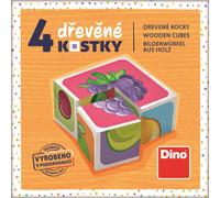 Dino cubi di legno Frutta 4 pz