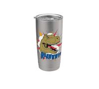 Dino Dinosauro Rawr T-Rex Comic Style Birthday Boy Girl Kids Bicchiere termico in acciaio inox doppia parete