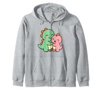 Dino Friends Forever. Simpatico Design con Dinosauro Kawaii. Felpa con Cappuccio