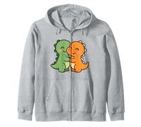 Dino Friends Forever. Simpatico Design con Dinosauro Kawaii. Felpa con Cappuccio