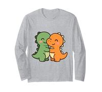 Dino Friends Forever. Simpatico Design con Dinosauro Kawaii. Maglia a Manica