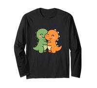 Dino Friends Forever. Simpatico Design con Dinosauro Kawaii. Maglia a Manica