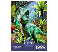 Dino Jungle Palm 1000 Pezzi Set Puzzle Prehistoric Adventure Fun Puzzle Premium Cartone Robusto - DIY Divertimento Famiglia, Bella Decorazione, Regalo Di Compleanno Perfetto Per Adulti E Bambini 38x26