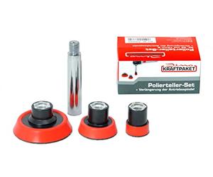 Dino KRAFTPAKET Set di piastre di supporto M14-Set, 30 mm, 50 mm, 75 mm, con adattatore di prolunga, set di piatti per lucidatrice rotativa