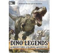 Dino Legends: A Prehistoric Coloring Journey - 40 Realistic Dinosaur Illustrations for Teens and Adults