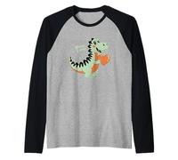Dino Love - Simpatico Dinosauro Che Tiene Il Cuore per San Valentino Maglia con Maniche Raglan