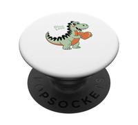 Dino Love - Simpatico dinosauro che tiene il cuore per San Valentino PopSockets PopGrip Adesivo