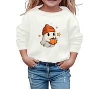 Dino Maglione Donna Halloween Felpa Ragazza Dolce Stampa Manica Lunga Girocollo Casual Bambini Top Autunno/Inverno Gita Scuola Vera Ragazza Giocare Calcio Maglione, bianco, 13-14 Anni