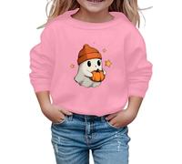 Dino Maglione Donna Halloween Felpa Ragazza Dolce Stampa Manica Lunga Girocollo Casual Bambini Top Autunno/Inverno Gita Scuola Vera Ragazza Giocare Calcio Maglione, Colore: rosa., 5-6 Anni