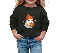 Dino Maglione Donna Halloween Felpa Ragazza Dolce Stampa Manica Lunga Girocollo Casual Bambini Top Autunno/Inverno Gita Scuola Vera Ragazza Giocare Calcio Maglione, Nero , 11-12 Anni