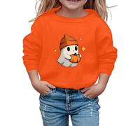 Dino Maglione Donna Halloween Felpa Ragazza Dolce Stampa Manica Lunga Girocollo Casual Bambini Top Autunno/Inverno Gita Scuola Vera Ragazza Giocare Calcio Maglione, Colore: arancione., 13-14 Anni
