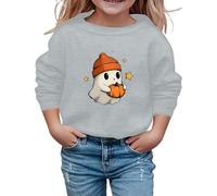Dino Maglione Donna Halloween Felpa Ragazza Dolce Stampa Manica Lunga Girocollo Casual Bambini Top Autunno/Inverno Gita Scuola Vera Ragazza Giocare Calcio Maglione, grigio., 7-8 Anni