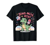 Dino-Mite Cute Dinosaur USA 4th of July Kids Patriotic Tee Maglietta