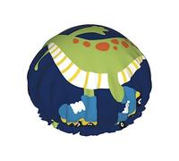 Dino Playing Roller Skate,Cuffia da a e cuffia da bagno con motivo dinosauri dei cartoni animati per donna,Cuffia da a reversibile oversize impermeabile Grande progettata per tutte le lung
