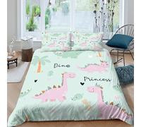Dino princessSet Di Copripiumino ultra microfibra Set di 3 Pezzi stampa 3D con cerniera Cartoon cute dinosaur copripiumino con federe traspirante ultra morbido for ragazze Super king（260x220cm）