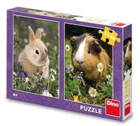 Dino - Puzzle 2x48 Coniglio e porcellino d'India - 40-99 Pezzi
