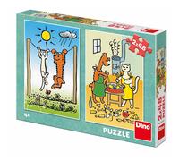 Dino - Puzzle Cane con gatto 2x48 - 40-99 Pezzi