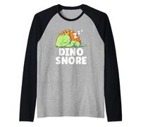 Dino Russare Divertente Gioco di Parole Che Dorme Stanco sonnellino Dinosauro Maglia con Maniche Raglan