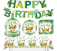 Dino Set di stoviglie per feste - 20 ospiti, decorazione per feste di compleanno, piatti di carta, tovaglioli, tablecloths, Happy Birthday Banner per feste di compleanno dei bambini, decorazione per