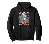 Dino Space Ranger - Unicorno Astronauta Cavalcando T Rex Dinosauro Felpa con Cappuccio