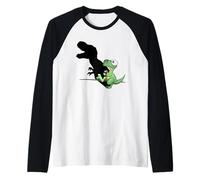Dino T-Rex Ombra Ombra Dino T-Rex Gioco Dinosauro Comico Maglia con Maniche Raglan
