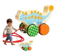 Dino tiro giocattolo a piedi lungo, giocattolo di tiro dinosauro in legno,Set di giocattoli per corde che trascina dinosauri | Giocattoli per bambini Push & Pull, giocattolo per camminare e sparare