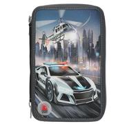 Dino World - Monster Cars Triple Pencil Case With Led, Police Car -... Toy NUOVO
