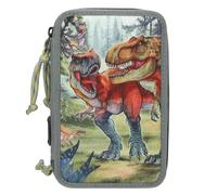 Dino World - Triple Pencil Case Bite - Grey-Green Toy NUOVO