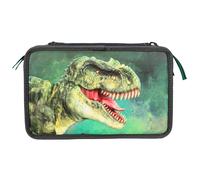 Dino World Green With 3d Effect (0412475) Triple Pocket Pencil Case Verde Uomo