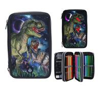 Dino World - Triple Pencil Case With Led - Galaxy NUOVO
