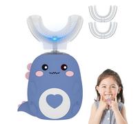 Dinobrush 360 Kids Toothbrush, Lulabini Toothbrush With Silicone Bristles, Dino Electric Tooth Brush, Rechargeable Waterproof U Shaped Toothbrushes For Kids (BLUE(Ages 2-6))