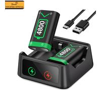 DinoFire 2 batterie ricaricabili XBOX da 4800 mWh per supporto caricabatterie XBOX Serise S/X / XBOX One S/X con batteria