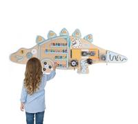 DinoLearn - Tavola da parete in legno con dinosauro sensoriale, pannello di attività educative con interattivi | Bambini Ragazze Casa Familiare Soggiorno Camera da Aula