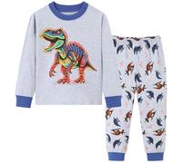 Dinopjs Pigiama per ragazzi Dino Ragazzi Pigiama Set Cotone Cartoon Modello Avventura Mondo Giurassico Dinosauro Pigiama Pigiama Abbigliamento da 2-8 Anni Bambini, Grigio chiaro-lungo Dino, 116