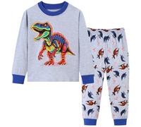 Dinopjs Pigiama per ragazzi Dino Ragazzi Pigiama Set Cotone Cartoon Modello Avventura Mondo Giurassico Dinosauro Pigiama Pigiama Abbigliamento da 2-8 Anni Bambini, Grigio chiaro-lungo Dino, 122