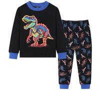 Dinopjs Pigiama per ragazzi Dino Ragazzi Pigiama Set Cotone Cartoon Modello Avventura Mondo Giurassico Dinosauro Pigiama Pigiama Abbigliamento da 2-8 Anni Bambini, Nero lungo Dino, 92