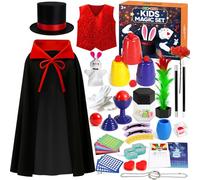 DINORUN Giochi di Magia per Bambini Giochi Bambini con Cappello Magico & Istruzioni & Costume da Mago per Bambini - Gioco di Ruolo Immaginario, Regalo Bambini 6 7 8 9 10 11 12 Anni