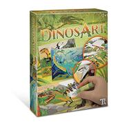 Dinos Art- Kit Creativo Crea con Sabbia e Carta stagnola Animali Dino Arte Lamina, Multicolore, Medio, DA15011