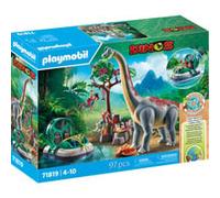 PLAYMOBIL | Dinos | Incontro con il Brachiosauro e Hovercraft | Set di Gioco con Dinosauri | Avventura con i Dinosauri per Bambini dai 4 Anni in Su | 71819