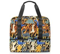 Dinosa - Borsone sportivo da donna, uomo, ragazzo, con stampa Kirls Dinosa con tigre, per il fine settimana, per la notte, separato, 21 l, per viaggi, palestra, yoga, Colore, 21L, Organizer per borse