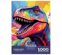 Dinosaur 1000 Componenti Carta Ecologica Colorful Pop Art T-Rex Puzzle Familiare Livello Di Difficoltà Equilibrato Fan Dei Rompicapo Loisirs A Casa Divertente 38x26cm/1000pcs