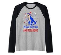 Dinosaur 4th of July T Rex Proud To Be An Amerisaurus Maglia con Maniche Raglan