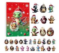 Dinosaur Adventt Calendar - 24 Days Dragon Baby Ornaments, 2D Flat Acrylic Countdown Calendar | Cute Flying Dragon Christmas Decorations | for Tree, Wall, Door, Car, Backpack, Home, Kids, Adults