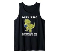 Dinosaur Book Lover T Rex Sad Arms Troppo Corto per Il Lettore Canotta