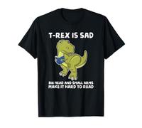 Dinosaur Book Lover T Rex Sad Arms Troppo Corto per Il Lettore Maglietta