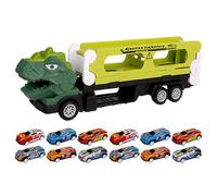 Dinosaur Carrier Truck, Kid Vehicle Toys, Educational Pretend Play Set, Transport Trucks with 12 Pieces, Dinosaur Cars for Kids, Learning Activity, Birthday, Playroom, Classroom, 13.39x2.4x4.33 Inches