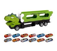 Dinosaur Carrier Truck, Kid Vehicle Toys, Educational Pretend Play Set, Transport Trucks with 12 Pieces, Dinosaur Cars for Kids, Learning Activity, Birthday, Playroom, Classroom, 13.39x2.4x4.33 Inches